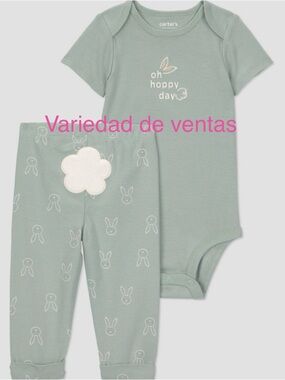 Carter's Sage Green 'Oh Hoppy Day' Bunny Bodysuit Set